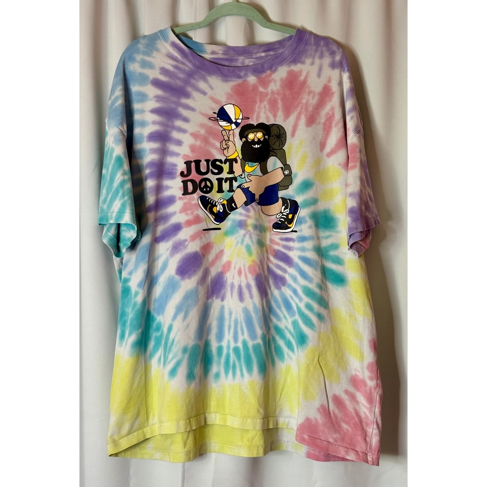 Nike Mens Just Do It Hiker Peace Love Tie Dye T-Shirt XXL Basketball Cotton Tee